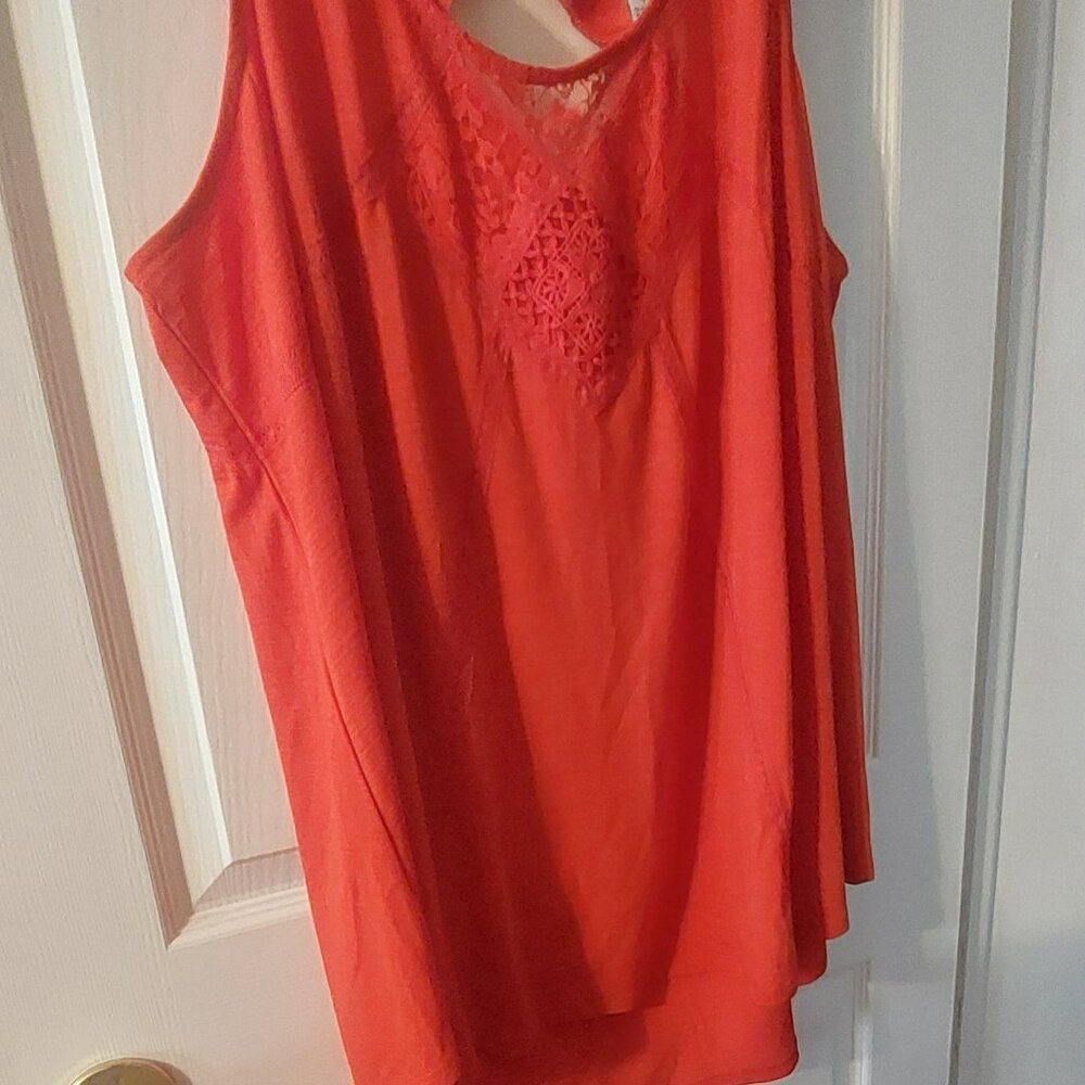Red Lacey Summer Comfortable Tank Top Size Women's 2XL